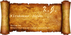 Kirnbauer Jónás névjegykártya